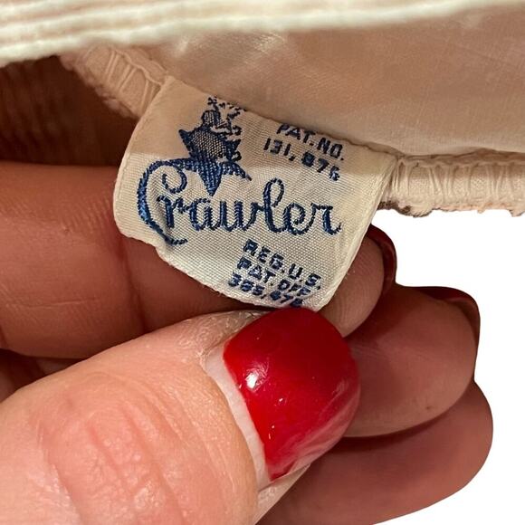 Vintage 1950s Crawler Grace Pale Pink Embroidered Corduroy Overalls 6-12 Months - Picture 4 of 5